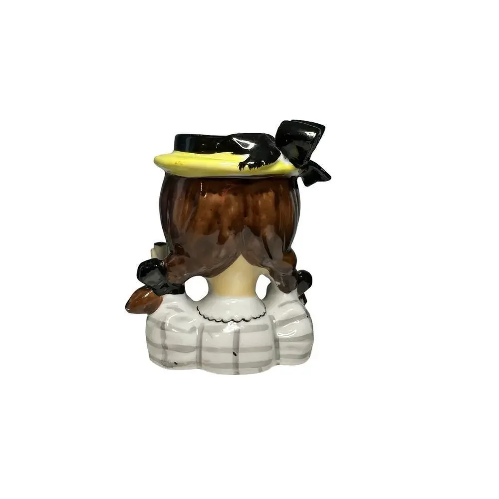 Vintage Napco pigtail umbrella girl ceramic vase - Picture 5 of 13